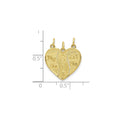 10k 3 piece Break-apart Big Sis, Sis and Lil Sis Charm Pendant by Fine Color Jewels