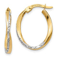 10k Gold Medium Oval Hoop Earrings by Fine Color Jewels