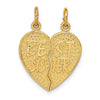 14k Gold BEST SISTER Break-apart Heart Charm Pendant