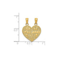14k Gold BEST FRIENDS Heart Break-Apart Pendant by Fine Color Jewels