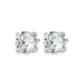 14K White Gold Round Shaped Lab Grown Diamond Stud Earrings by Fine Color Jewels