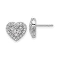 14k White Gold Lab Grown Diamond Halo Heart Stud Earrings 0.75 Ct by Fine Color Jewels
