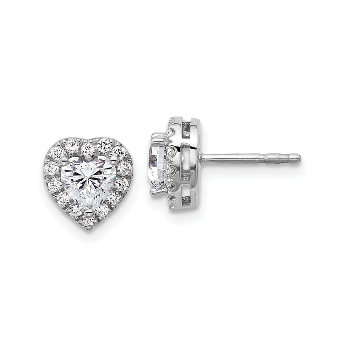 14k Gold Lab Grown Diamond Semi Mount Heart Post Studs Earrings by Fine Color Jewels