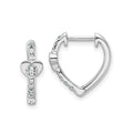 14K White Gold Lab Diamond Heart Hinged Hoop Earrings by Fine Color Jewels