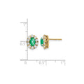 14k Gold Lab Grown Diamond Oval Emerald Halo Studs Earrings by Fine Color Jewels
