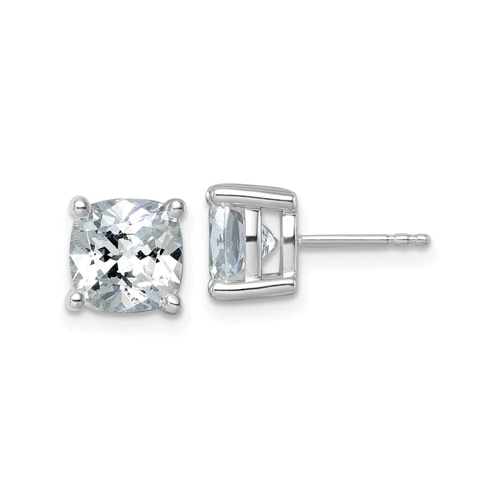 14K Gold Lab Grown Diamond Cushion Four Prong Stud Earrings by Fine Color Jewels