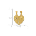 14k Gold Te Amo Crucifix Break-apart Heart Pendant by Fine Color Jewels