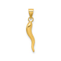 14k Hollow 3-D Italian Horn Pendant by Fine Color Jewels
