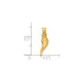 14k Gold Hollow 3-D Italian Horn Pendant by Fine Color Jewels