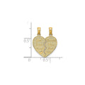 14k Gold 2-Piece Break-Apart Heart Charm Pendant by Fine Color Jewels