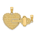 14K Gold Break-Apart HEART Key Charm Pendant by Fine Color Jewels