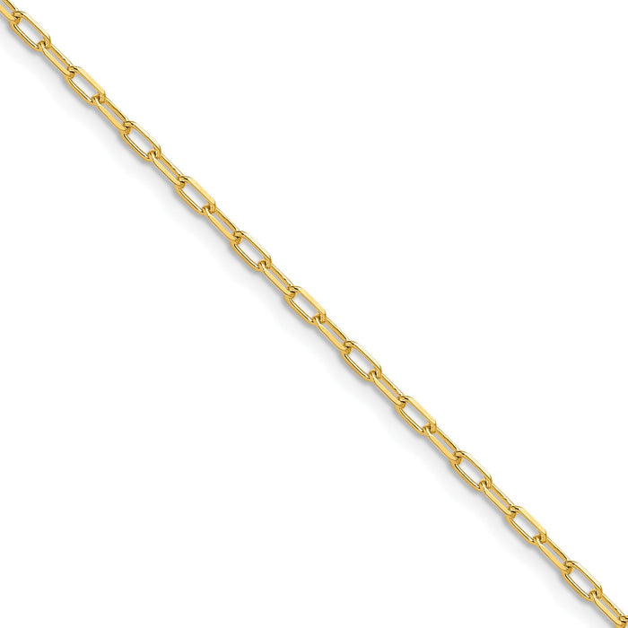 2.2 mm 14k Yellow Gold Solid Beveled Diamond Cut Paperclip Chain by Fine Color Jewels