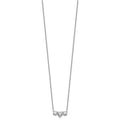 14k White Gold Lab Grown Diamond Three Stone Heart Bar Necklace 1 3/8 ctw by Fine Color Jewels