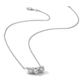14k White Gold Lab Grown Diamond Three Stone Heart Bar Necklace 1 3/8 ctw by Fine Color Jewels