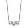 14k White Gold Lab Grown Diamond Three Stone Heart Bar Necklace 1 3/8 ctw