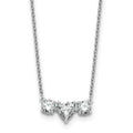 14k White Gold Lab Grown Diamond Three Stone Heart Bar Necklace 1 3/8 ctw by Fine Color Jewels