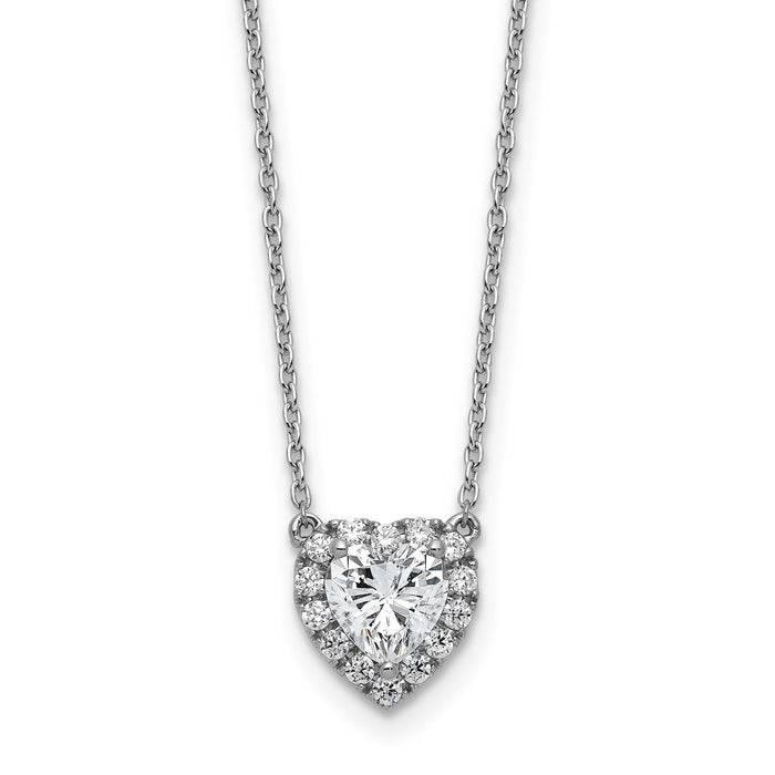 Lab Grown Diamond 14K Halo Heart Gold Necklace 1 1/5 ctw by Fine Color Jewels