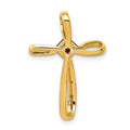 Lab Created Ruby and Diamond Cross Pendant Gold by Fine Color Jewels