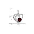 Sterling Silver Red Garnet Diamond Heart Pendant by Fine Color Jewels