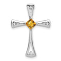Natural Citrine Diamond Cross Chain Slide Pendant by Fine Color Jewels