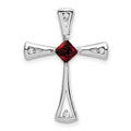 Natural Garnet and Diamond Cross Chain Slide Pendant by Fine Color Jewels