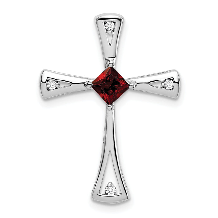 Natural Garnet and Diamond Cross Chain Slide Pendant by Fine Color Jewels