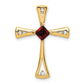 Natural Garnet and Diamond Cross Chain Slide Pendant by Fine Color Jewels