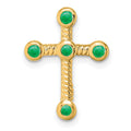 Natural Green Emerald Cross Gold Pendant by Fine Color Jewels