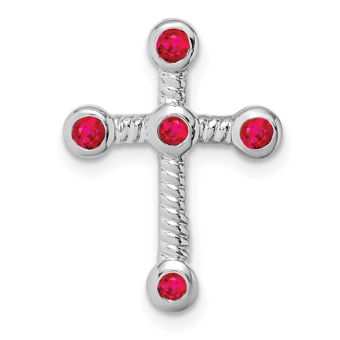 Natural Red Ruby Cross Gold Pendant by Fine Color Jewels