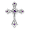 Gold Round Natural Amethyst and Diamond Pendant