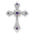 Gold Round Natural Amethyst and Diamond Pendant by Fine Color Jewels