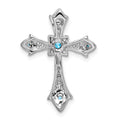 Gold Round Natural Swiss Blue Topaz and Diamond Pendant by Fine Color Jewels