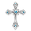 Gold Round Natural Swiss Blue Topaz and Diamond Pendant