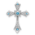 Gold Round Natural Swiss Blue Topaz and Diamond Pendant by Fine Color Jewels