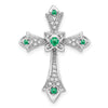 Gold Round Natural Emerald and Diamond Pendant