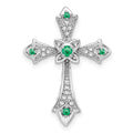 Gold Round Natural Emerald and Diamond Pendant by Fine Color Jewels