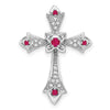 Gold Round Natural Ruby and Diamond Pendant