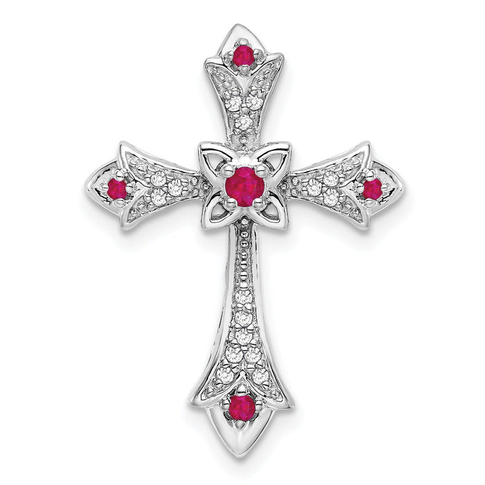 Gold Round Natural Ruby and Diamond Pendant by Fine Color Jewels