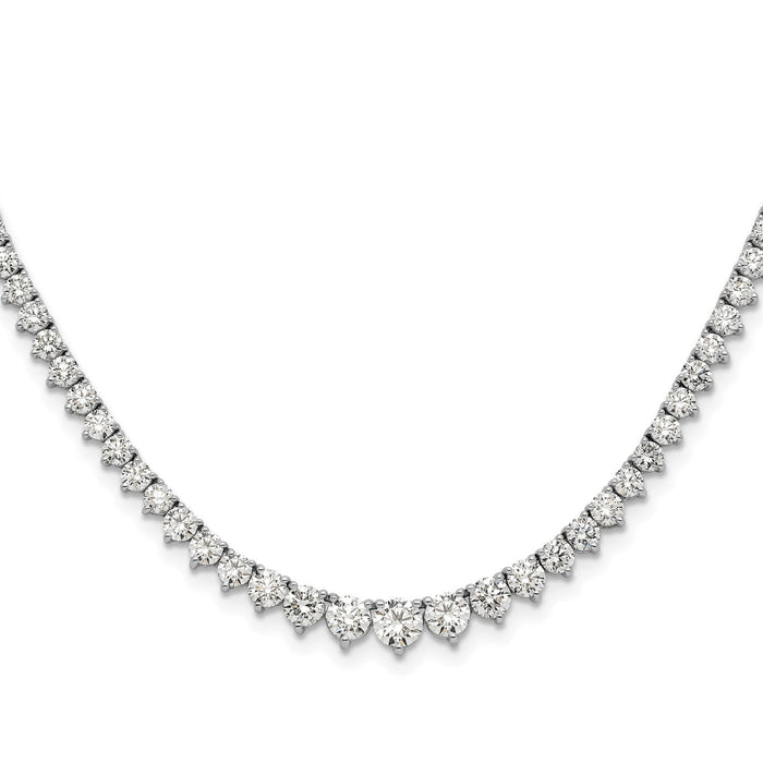14k White Gold Lab Grown Diamond Tennis Necklace 6 1/2 ctw by Fine Color Jewels