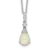 Lab Created Opal Teardrop 18 Inch Necklace Silver