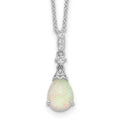 Lab Created Opal Teardrop 18 Inch Necklace Silver by Fine Color Jewels