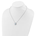 Sterling Silver Created Opal Oval Halo Necklace by Fine Color Jewels