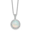 Lab Created Opal and CZ Halo Circle Necklace Sterling Silver