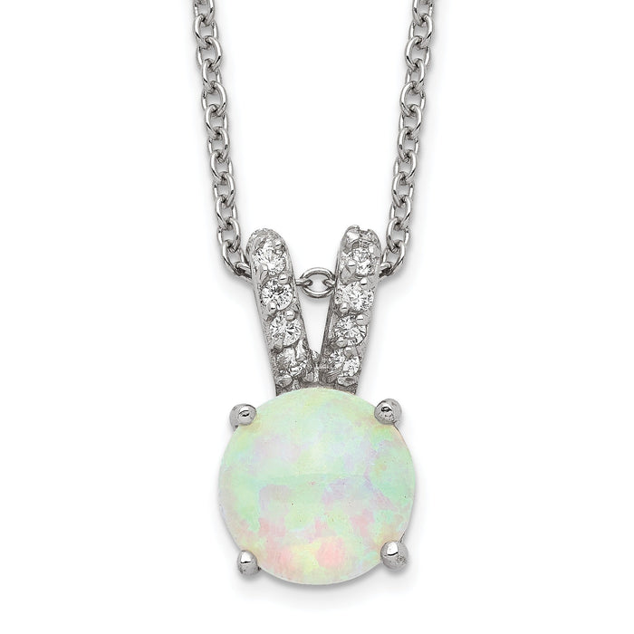 Lab Created Opal Split Bail 18 Inch Necklace Sterling Silver by Fine Color Jewels