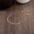 Rose Gold over Silver Interlocking Heart Adjustable Slider Bolo Bracelet by Fine Color Jewels