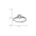 Silver Green Prasiolite Diamond Heart Ring by Fine Color Jewels