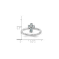 Natural Aquamarine Silver Stackable Cross Ring by Fine Color Jewels
