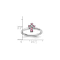 Natural Pink Tourmaline Silver Stackable Cross Ring by Fine Color Jewels
