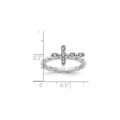 Silver Stackable Natural White Topaz Cross Ring by Fine Color Jewels