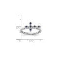 Silver Stackable Created Blue Sapphire Cross Ring by Fine Color Jewels